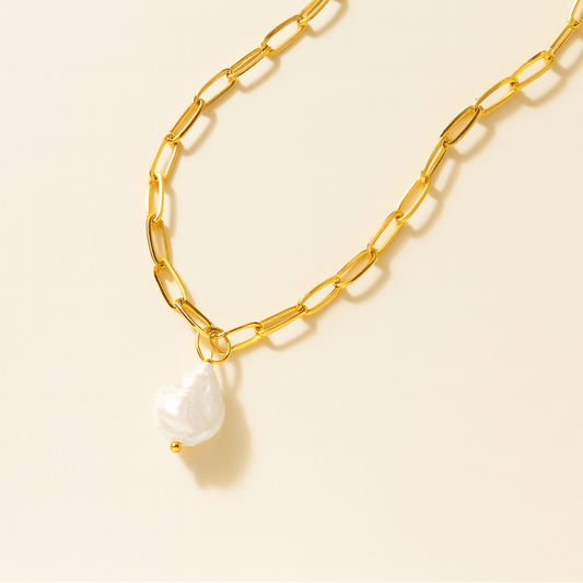 Capri Pearl Coin Link Necklace