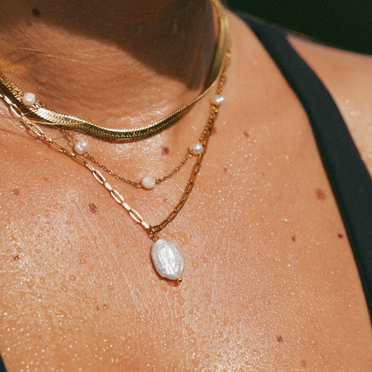 Capri Pearl Coin Link Necklace