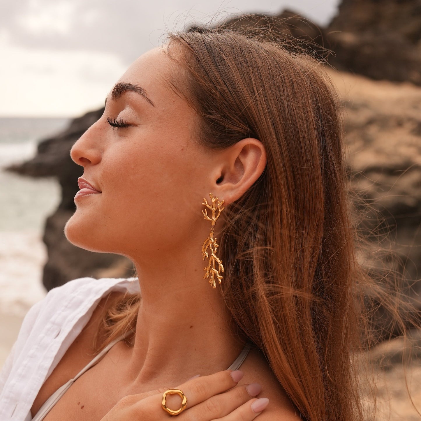 Coral Pearl Earrings