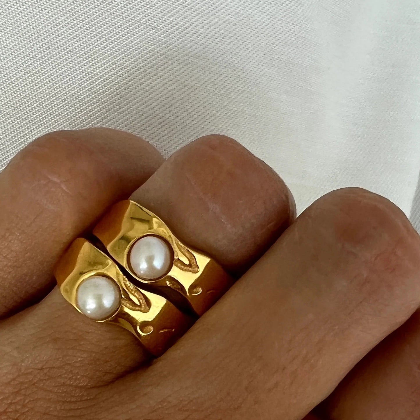 Golden Lava Pearl Ring