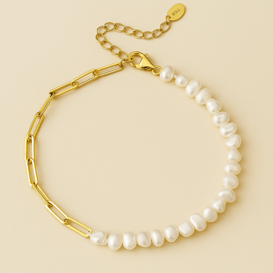 Luxe 18K Link Pearl Bracelet