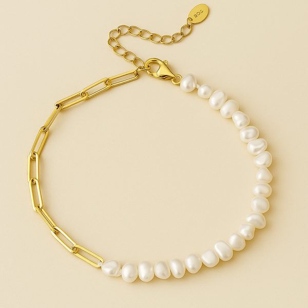 Luxe 18K Link Pearl Bracelet