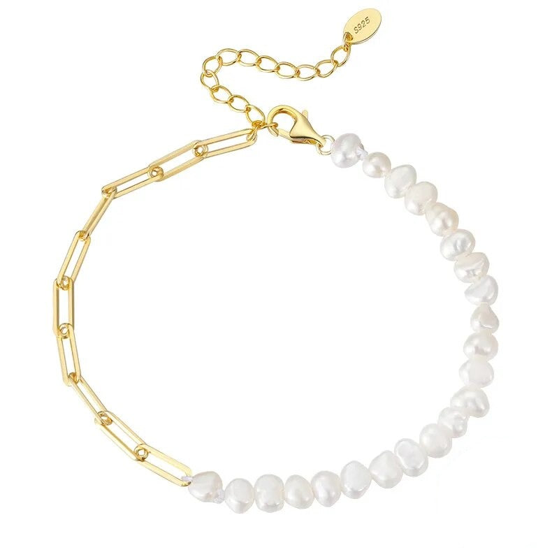 Luxe 18K Link Pearl Bracelet