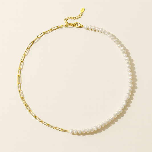 Luxe 18K Link Pearl Necklace