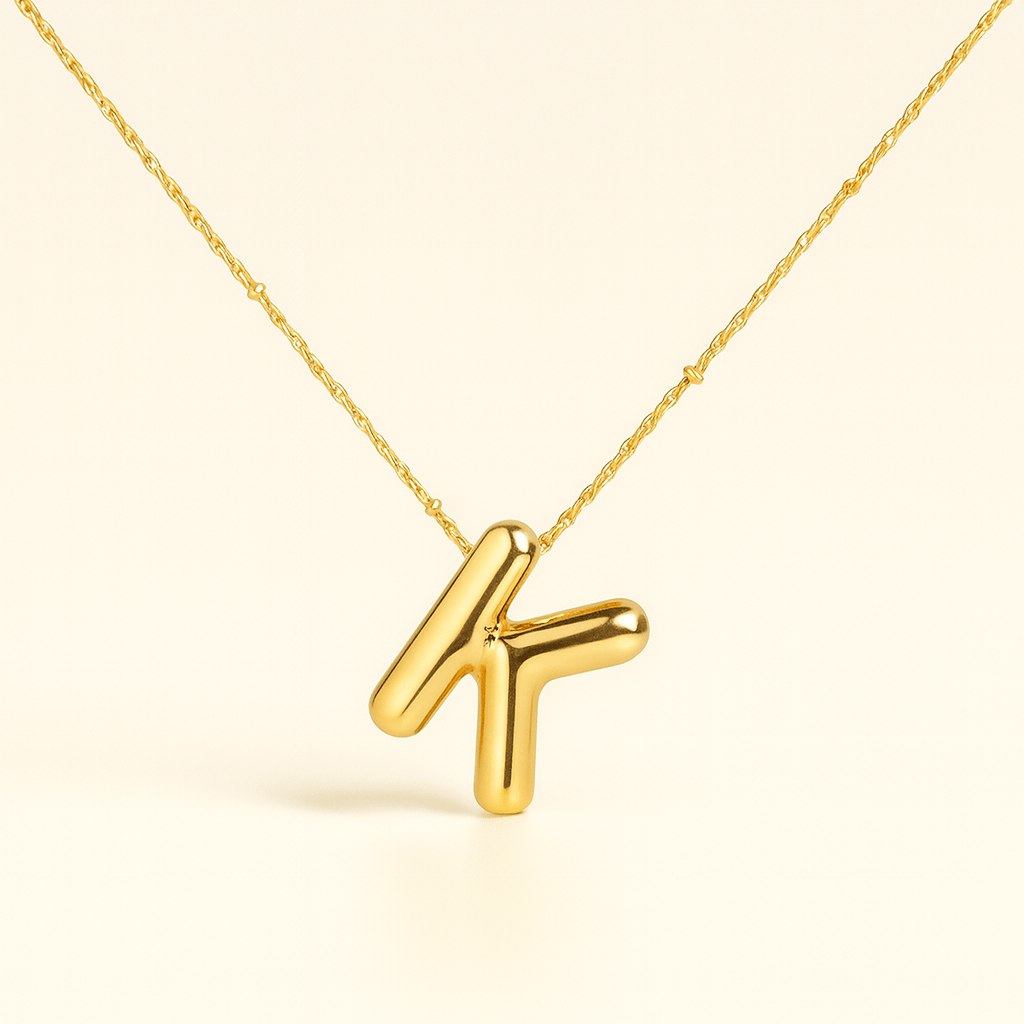 Puffy Letter Initial Necklace