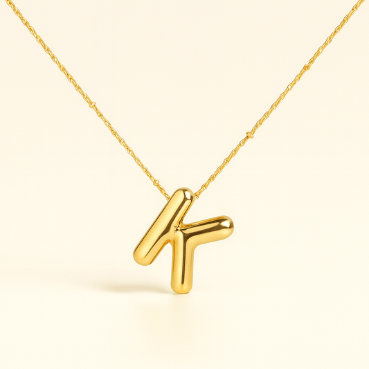 Puffy Letter Initial Necklace
