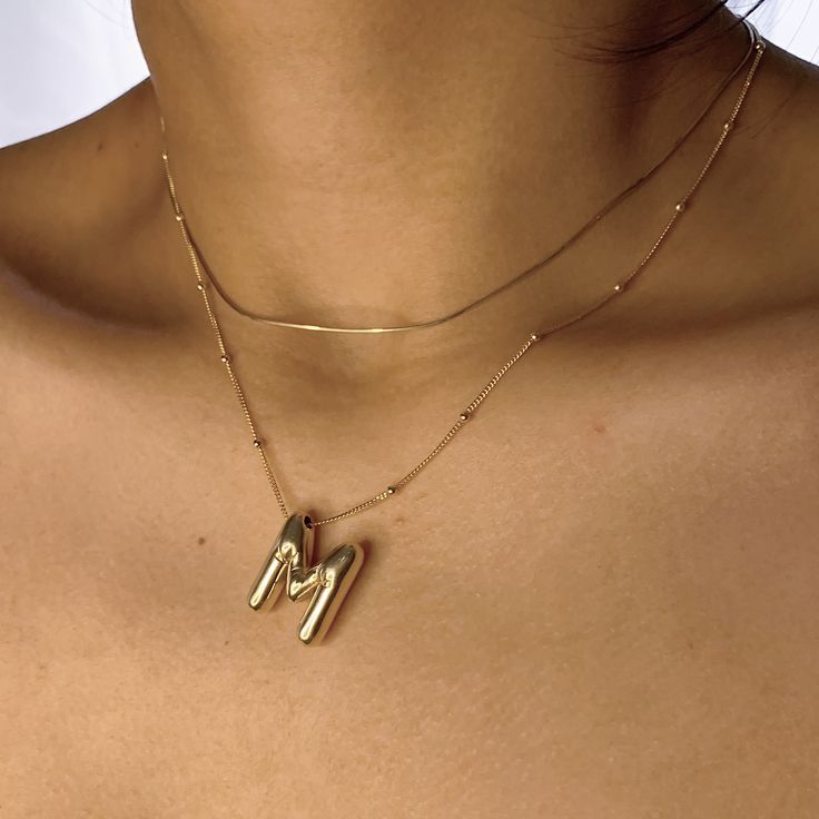 Puffy Letter Initial Necklace