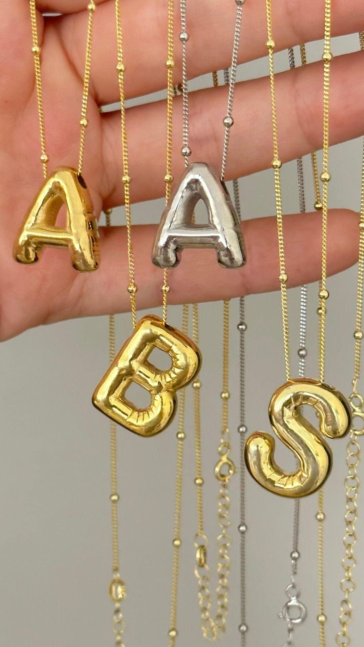 Puffy Letter Initial Necklace